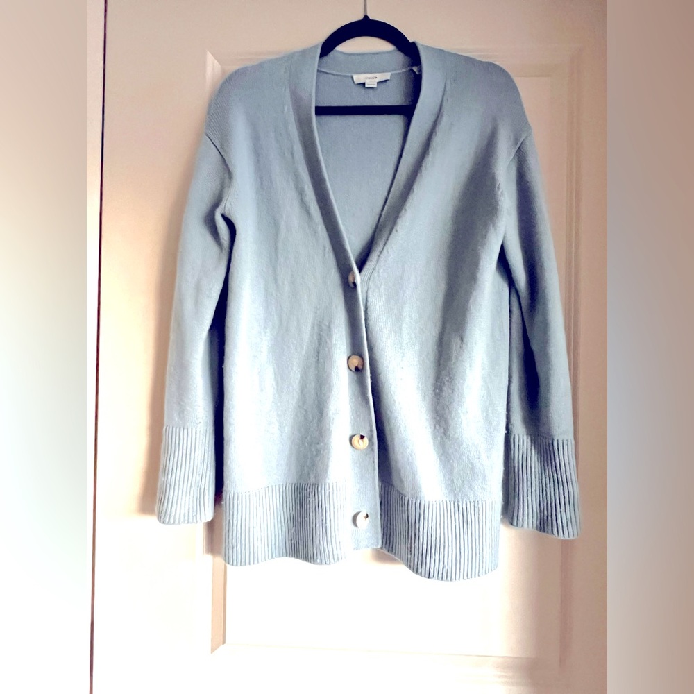 Vince Soft Blue Button-Up Cashmere Cardigan